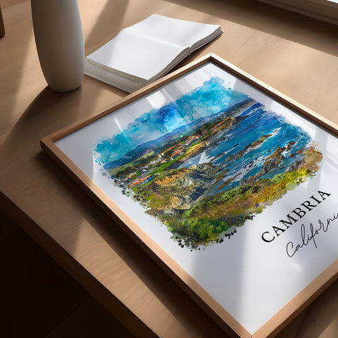 Cambria California Wall Art, Cambria Print, Cambria Watercolor, San Luis Obispo Gift, Travel Print, Travel Poster, Housewarming Gift