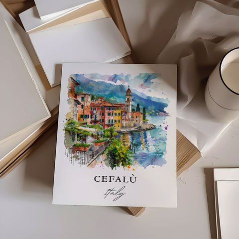 Cefalù Italy Wall Art, Cefalù Print, Cefalù Sardinia Watercolor, Cefalù Italy Gift, Travel Print, Travel Poster, Housewarming Gift