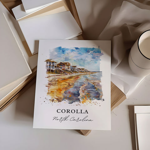 Corolla NC Wall Art, Corolla Print, Corolla OBX Watercolor, Outer Banks Art Gift, Travel Print, Travel Poster, Housewarming Gift