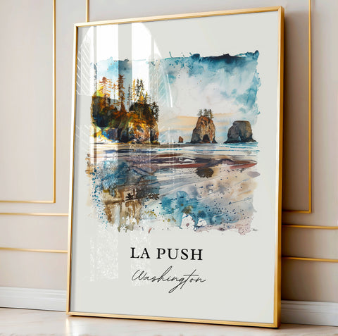 La Push WA Wall Art, La Push Print, La Push Watercolor, La Push Washington Gift, Travel Print, Travel Poster, Housewarming Gift