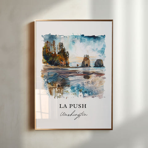 La Push WA Wall Art, La Push Print, La Push Watercolor, La Push Washington Gift, Travel Print, Travel Poster, Housewarming Gift