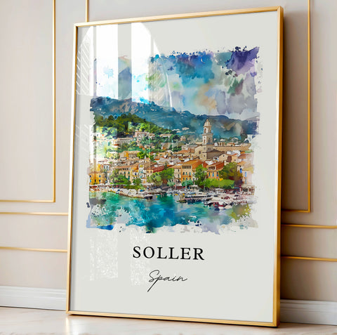 Soller Spain Wall Art, Soller Print, Soller Watercolor, Soller Mallorca Gift, Travel Print, Travel Poster, Housewarming Gift