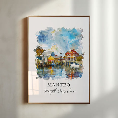 Manteo NC Wall Art, Manteo Print, Manteo Watercolor, Manteo North Carolina Gift, Travel Print, Travel Poster, Housewarming Gift