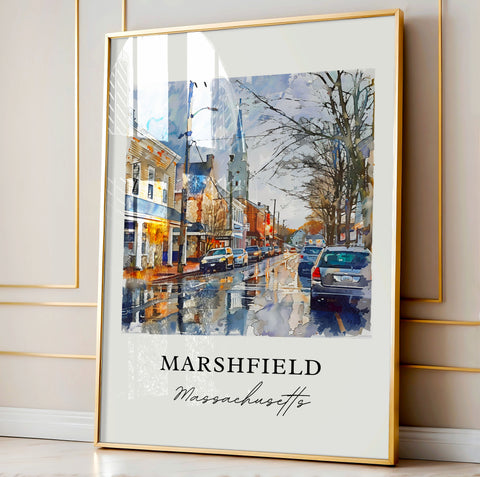 Marshfield MA Wall Art, Marshfield Print, Marshfield Watercolor, Plymouth MA Gift, Travel Print, Travel Poster, Housewarming Gift