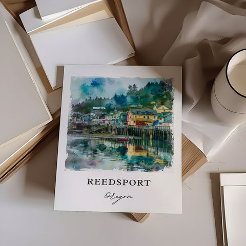 Reedsport Oregon Wall Art, Reedsport Print, Reedsport Watercolor, Reedsport OR Gift, Travel Print, Travel Poster, Housewarming Gift