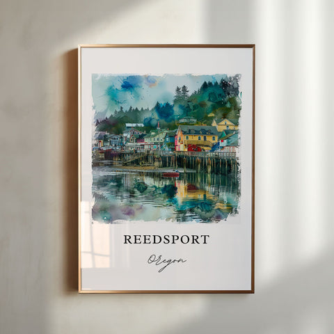 Reedsport Oregon Wall Art, Reedsport Print, Reedsport Watercolor, Reedsport OR Gift, Travel Print, Travel Poster, Housewarming Gift