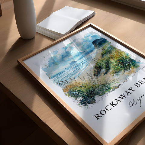 Rockaway Beach Oregon Art, Rockaway Beach OR Print, Rockaway Beach Watercolor, Tillamook Gift, Oregon Travel Print, Housewarming Gift