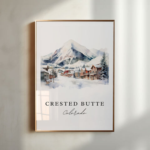 Crested Butte traditional travel art - Colorado, Crested Butte poster print, Wedding gift, Birthday present, Custom Text, Perfect Gift