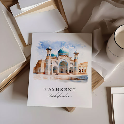 Tashkent traditional travel art - Uzbekistan, Tashkent print, Wedding gift, Birthday present, Custom Text, Perfect Gift