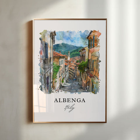 Albenga Italy Wall Art, Albenga Savona Print, Albenga Watercolor, Albenga Genoa Gift, Travel Print, Travel Poster, Housewarming Gift