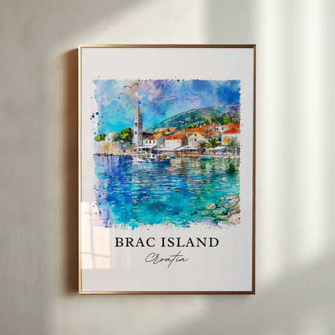 Brac Island Art, Brac Island Croatia Print, Bol Croatia Watercolor, Brac Island Bol Gift, Travel Print, Travel Poster, Housewarming Gift