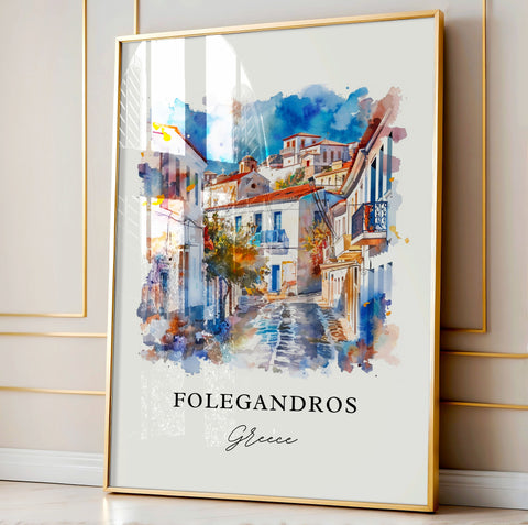 Folegandros Greece Art, Folegandros Print, Folegandros Watercolor, Folegandros Gift, Travel Print, Travel Poster, Housewarming Gift