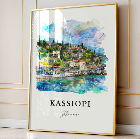 Kassiopi Corfu Wall Art, Kassiopi Greece Print, Kassiopi Watercolor, Kassiopi Corfu Gift, Travel Print, Travel Poster, Housewarming Gift