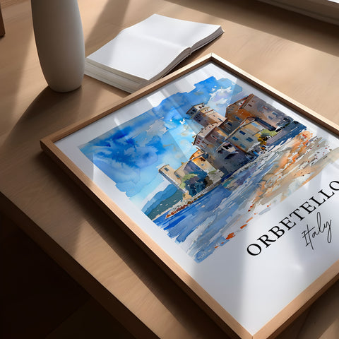 Orbetello Grosseto Art, Orbetello Print, Orbetello Watercolor, Orbetello Tuscany Gift, Travel Print, Travel Poster, Housewarming Gift