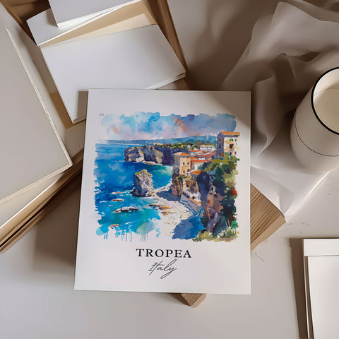 Tropea Italy Wall Art, Tropea Print, Tropea Calabria Watercolor, Tropea Italia Gift, Travel Print, Travel Poster, Housewarming Gift