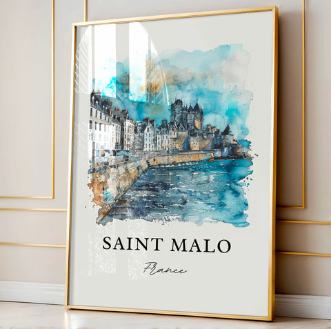Saint-Malo France Wall Art, Saint Malo Print, Brittany France Watercolor, Saint Malo Gift, Travel Print, Travel Poster, Housewarming Gift
