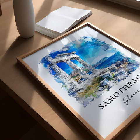 Samothrace Greece Art, Samothrace Thrace Print, Samothrace Watercolor, Samothrace Gift, Travel Print, Travel Poster, Housewarming Gift