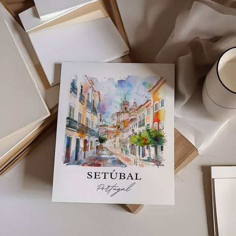 Setúbal Portugal Wall Art, Setúbal Print, Setúbal Watercolor, Setúbal Gift, Travel Print, Travel Poster, Housewarming Gift