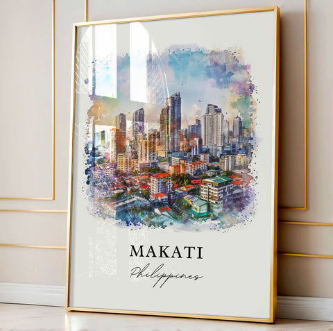 Makati Wall Art, Makati Philippines Print, Makati Watercolor, Makati Philippines Gift, Travel Print, Travel Poster, Housewarming Gift