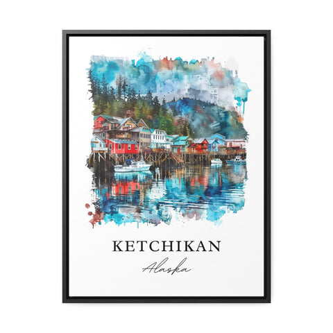 Ketchikan Wall Art, Revillagigedo Island Print, Ketchikan Watercolor, Inside Passage AK Gift, Travel Print, Travel Poster, Housewarming Gift