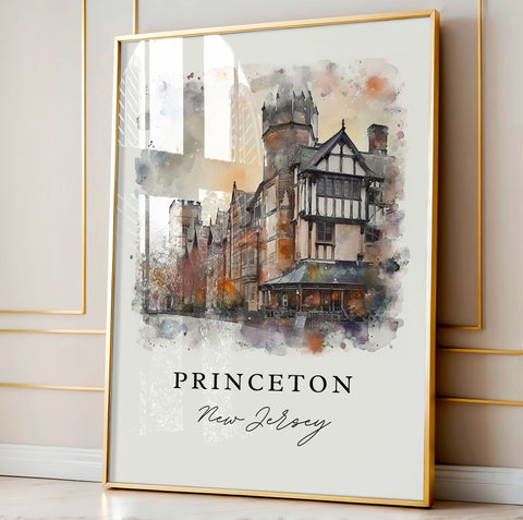 Princeton traditional travel art - New Jersey, Princeton print, Wedding gift, Birthday present, Custom Text, Perfect Gift