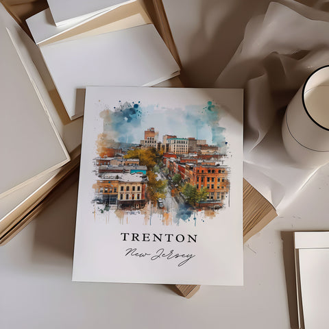 Trenton traditional travel art - New Jersey, Trenton print, Wedding gift, Birthday present, Custom Text, Perfect Gift