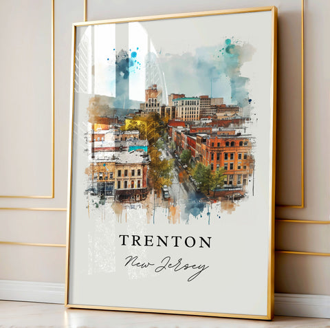 Trenton traditional travel art - New Jersey, Trenton print, Wedding gift, Birthday present, Custom Text, Perfect Gift