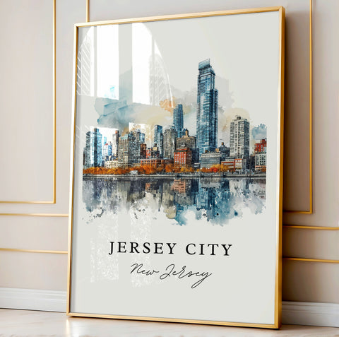 Jersey City traditional travel art - New Jersey, Jersey City print, Wedding gift, Birthday present, Custom Text, Perfect Gift