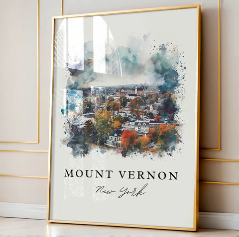 Mount Vernon traditional travel art - New York, Mount Vernon print, Wedding gift, Birthday present, Custom Text, Perfect Gift
