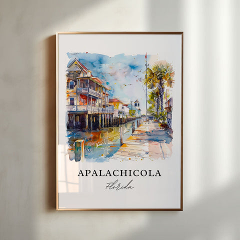 Apalachicola FL Art, Apalachicola Print, Apalachicola Watercolor, Apalachicola Florida Gift, Travel Print, Travel Poster, Housewarming Gift