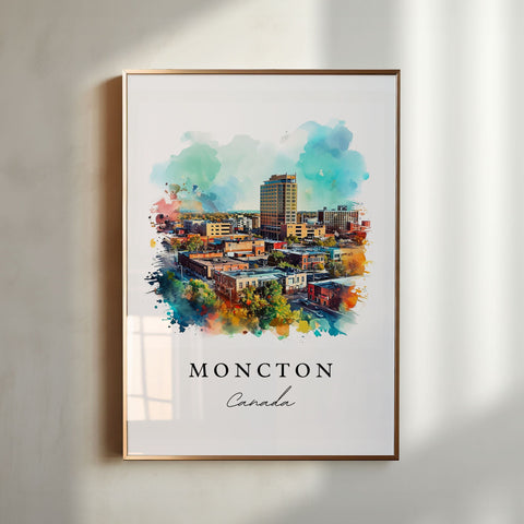 Moncton traditional travel art - Canada, Moncton print, Wedding gift, Birthday present, Custom Text, Perfect Gift