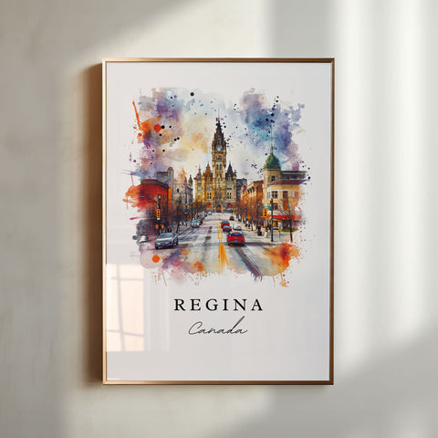 Regina BC traditional travel art - Canada, Regina print, Wedding gift, Birthday present, Custom Text, Perfect Gift