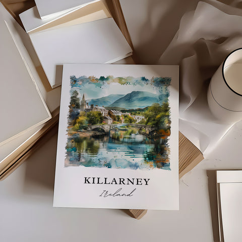 Killarney Wall Art, Killarney Ireland Print, Killarney Watercolor, Killarney Gift, Travel Print, Travel Poster, Housewarming Gift