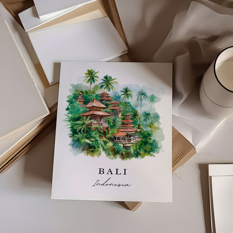 Bali traditional travel art - Indonesia, Bali print, Wedding gift, Birthday present, Custom Text, Perfect Gift