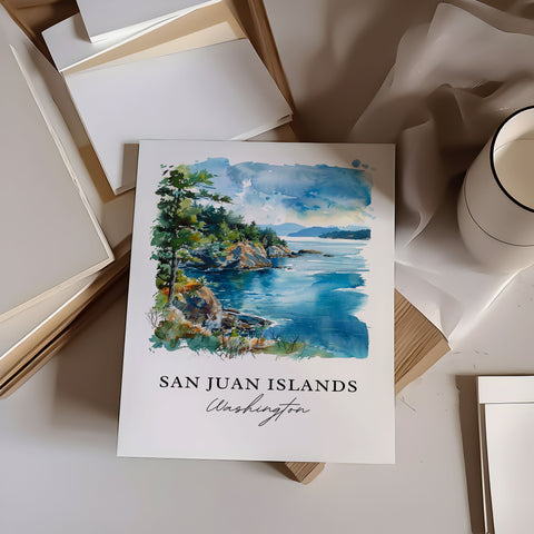 San Juan Islands WA Art, Pacific Northwest Print, Washington State Watercolor, San Juan Islands Gift, Travel Poster, Housewarming Gift