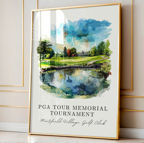 Memorial Tournament Art, PGA Tour Print, PGA Watercolor Art, Muirfield Village Golf Club Gift, Travel Print, Housewarming Gift, Golf Lover