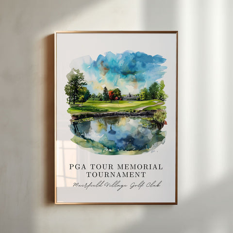 Memorial Tournament Art, PGA Tour Print, PGA Watercolor Art, Muirfield Village Golf Club Gift, Travel Print, Housewarming Gift, Golf Lover