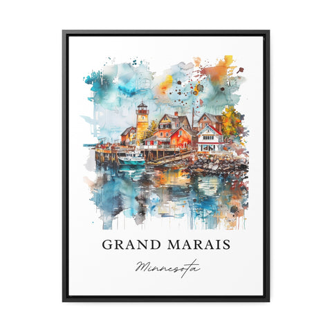 Grand Marais MN Art, Grand Marais Print, Grand Marais Watercolor, Grand Marais MN Gift, Travel Print, Travel Poster, Housewarming Gift