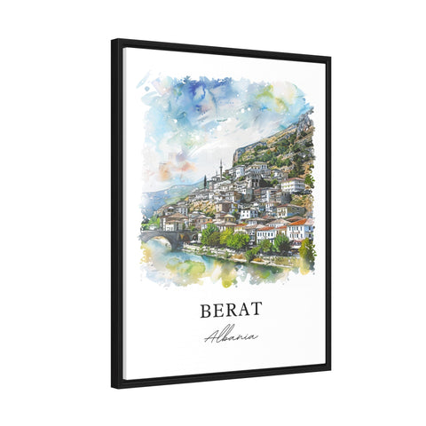 Berat Albania Wall Art, Berat Print, Berat Albania Watercolor, Berat Albania Gift, Travel Print, Travel Poster, Housewarming Gift