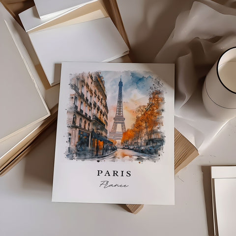 Paris watercolor travel art - France, Paris print, Wedding gift, Birthday present, Custom Text, Perfect Gift