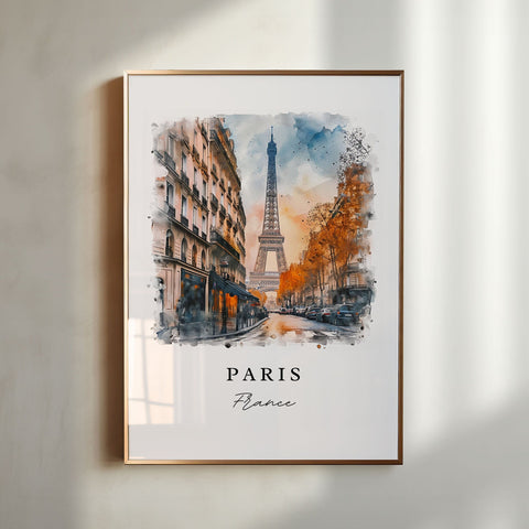 Paris watercolor travel art - France, Paris print, Wedding gift, Birthday present, Custom Text, Perfect Gift