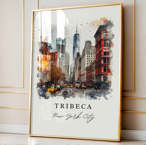 Tribeca watercolor travel art - Manhattan, Tribeca print, Wedding gift, Birthday present, Custom Text, Perfect Gift