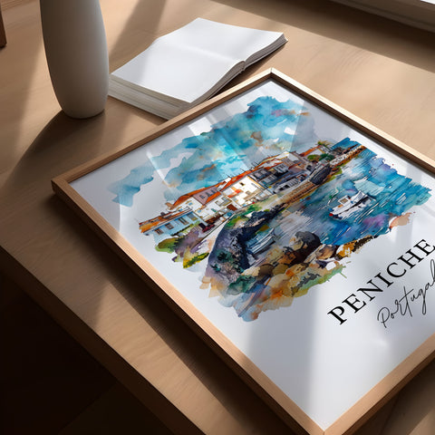 Peniche Wall Art, Peniche Print, Peniche Portugal Watercolor, Peniche Gift, Travel Print, Travel Poster, Housewarming Gift