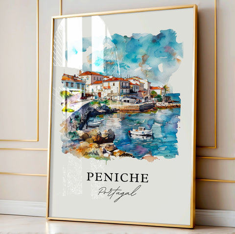 Peniche Wall Art, Peniche Print, Peniche Portugal Watercolor, Peniche Gift, Travel Print, Travel Poster, Housewarming Gift