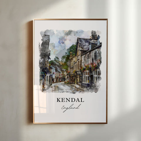 Kendal England Wall Art, Kendal Print, Kendal Watercolor, Kendal England Gift, Travel Print, Travel Poster, Housewarming Gift