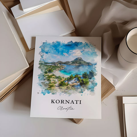 Kornati Wall Art, Kornati Croatia Print, Kornati Watercolor, Stomorski Islands Gift, Travel Print, Travel Poster, Housewarming Gift