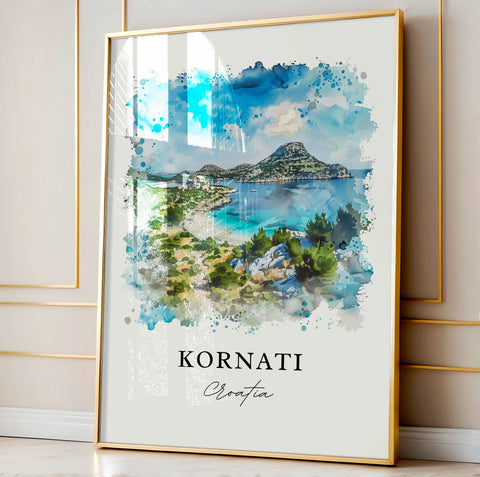 Kornati Wall Art, Kornati Croatia Print, Kornati Watercolor, Stomorski Islands Gift, Travel Print, Travel Poster, Housewarming Gift