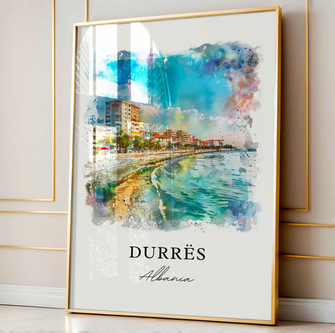 Durres Albania Wall Art, Durrësi Beach Print, Durres Watercolor, Durrësi Beach Gift, Travel Print, Travel Poster, Housewarming Gift