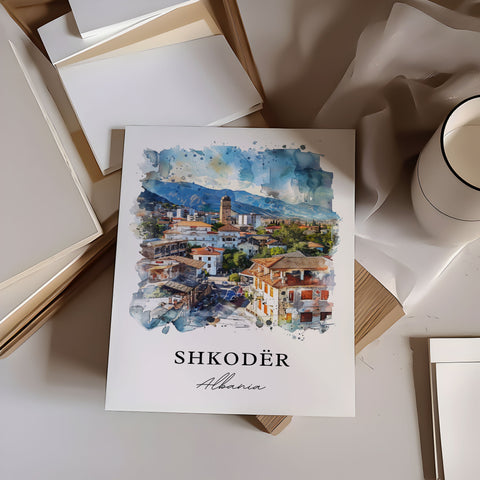 Shkodër Wall Art, Shkodër Albania Print, Shkodër Watercolor, Gegëria Albania Gift, Travel Print, Travel Poster, Housewarming Gift