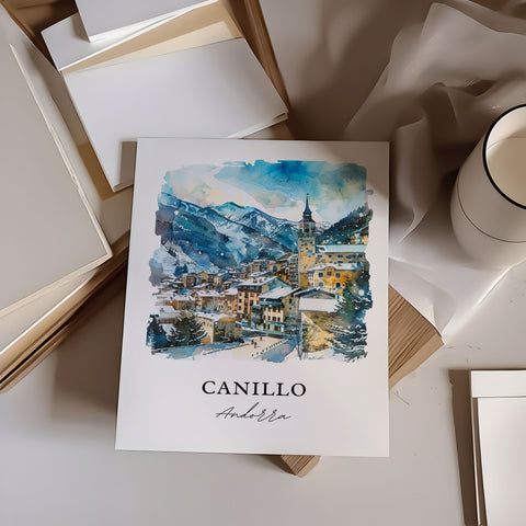 Canillo Andorra Wall Art, Canillo Print, Canillo Andorra Watercolor, Andorra Gift, Travel Print, Travel Poster, Housewarming Gift